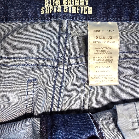 Hustle Jeans Distressed Slim Skinny Super Stretch Premium Denim Med Blue - Picture 7 of 9
